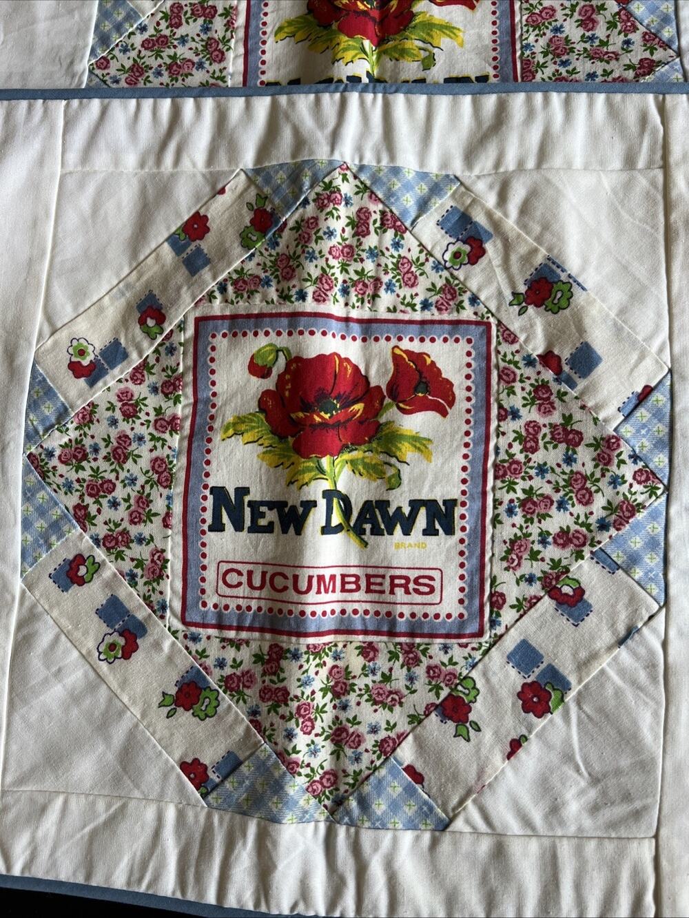 2 Pieced Patchwork Placemats Blue Floral Farmhouse Grandmacore Cottage Style